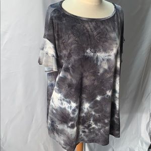 Super Soft Tie Dye Shirt with Ruffled Sleeves XL